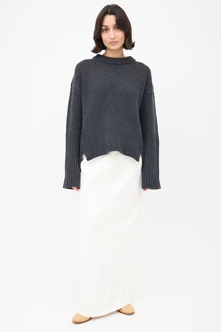 Goop Dark Grey Wool Long Cuff Sweater