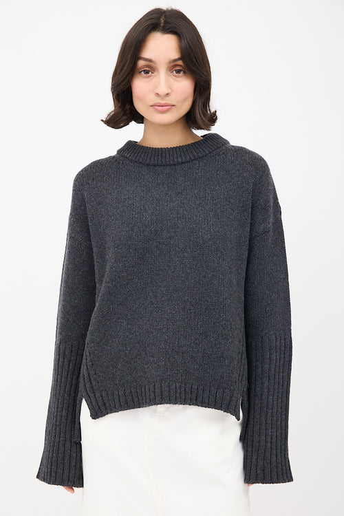 Goop Dark Grey Wool Long Cuff Sweater