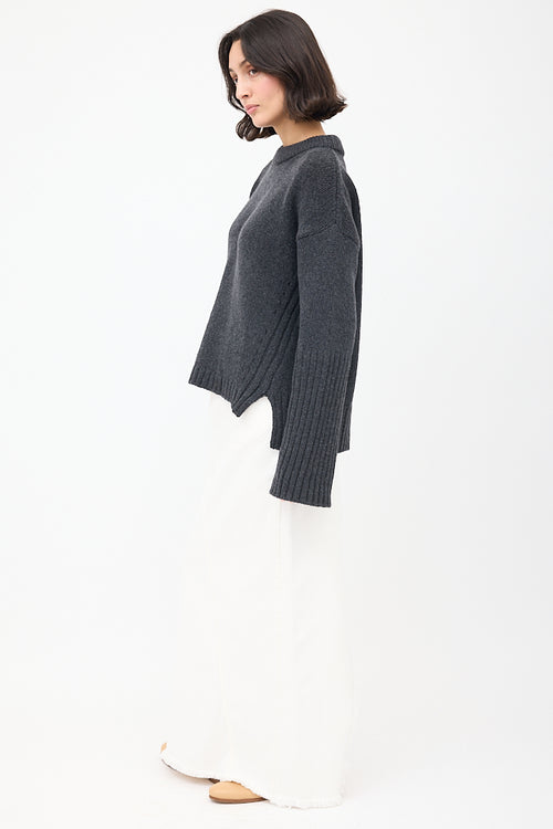 Goop Dark Grey Wool Long Cuff Sweater