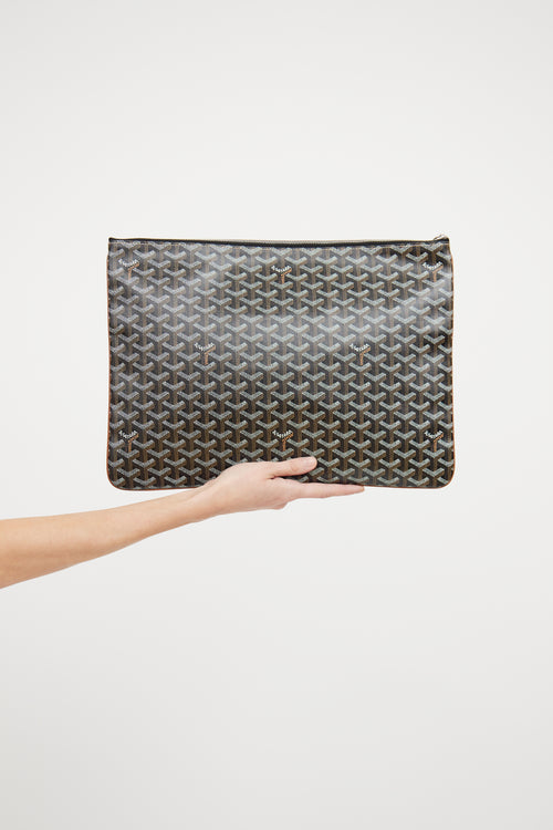 Goyard Black Goyardine Cenat GM Pouch