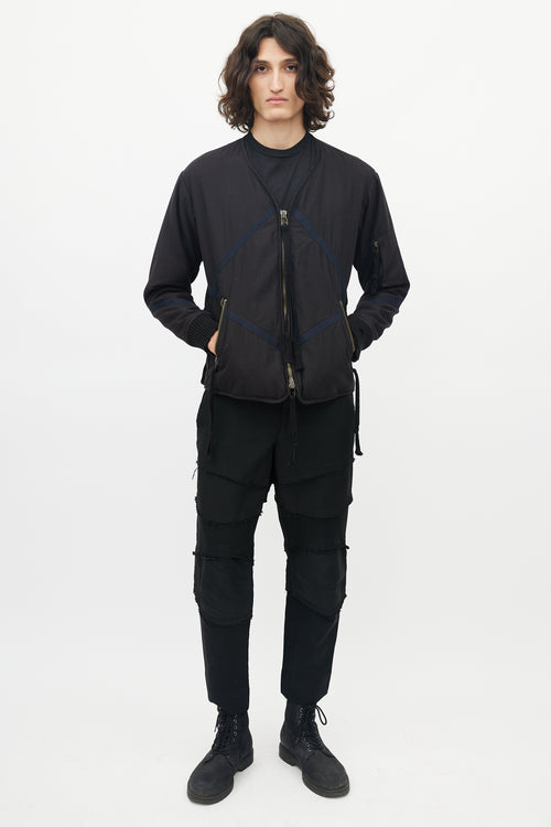 Greg Lauren Black Panelled Bomber Jacket