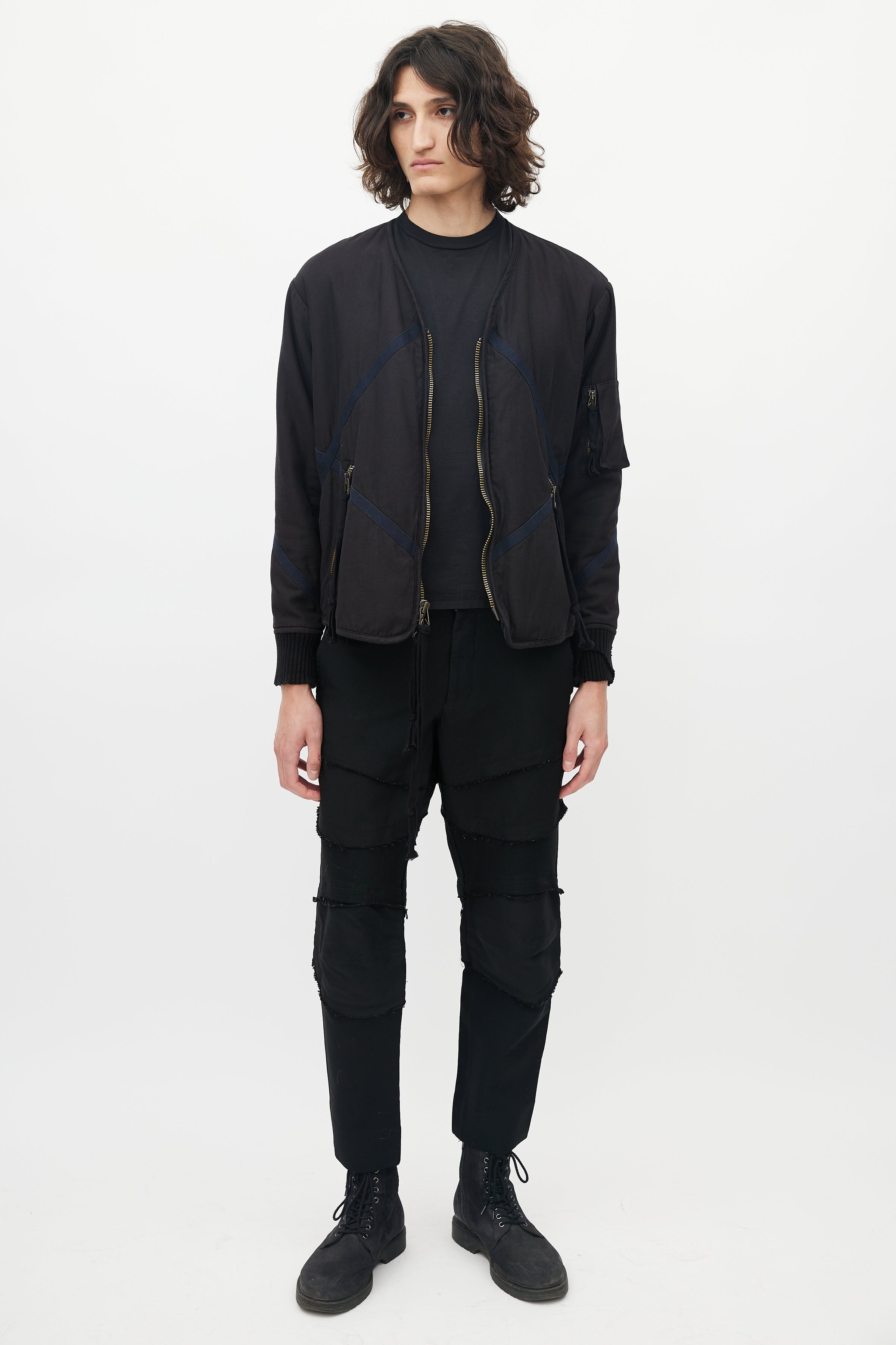 Greg Lauren // Black Panelled Bomber Jacket – VSP Consignment