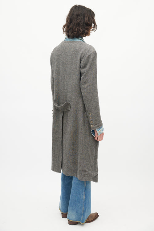 Greg Lauren Grey Denim Tweed Coat