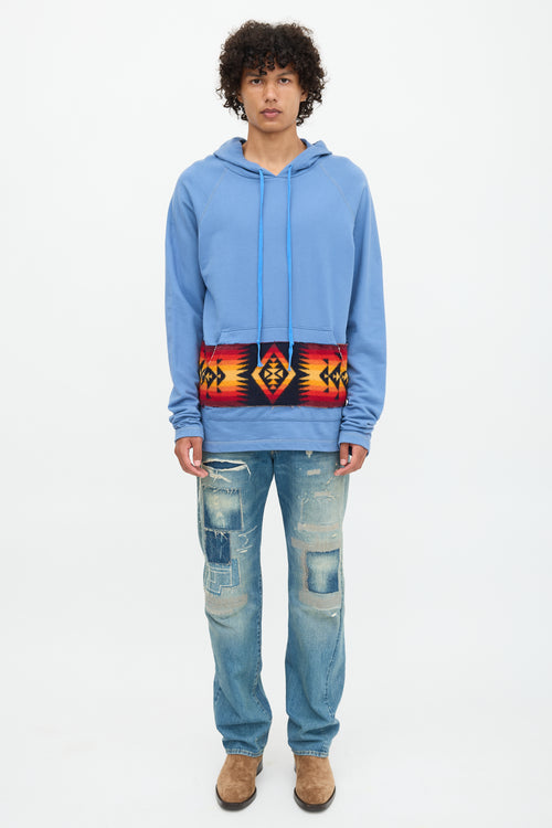 Greg Lauren Patterned Panel Hoodie