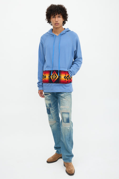 Greg Lauren Patterned Panel Hoodie