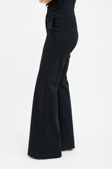 Greta Constantine Black Neoprene Straight Leg Trouser