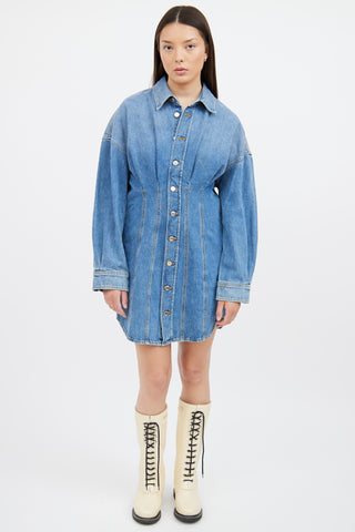 GRLFRND Blue Denim Long Sleeve Dress