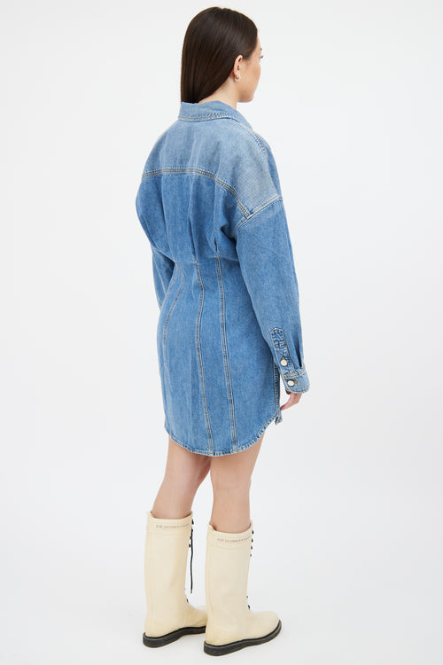 GRLFRND Blue Denim Long Sleeve Dress