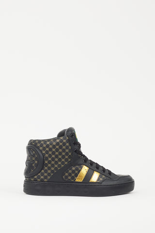Gucci X Dapper Dan Black & Gold GG High Top Sneaker