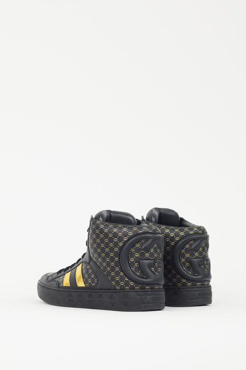 Gucci X Dapper Dan Black & Gold GG High Top Sneaker