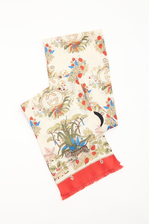 Gucci 100 Floral GG Scarf