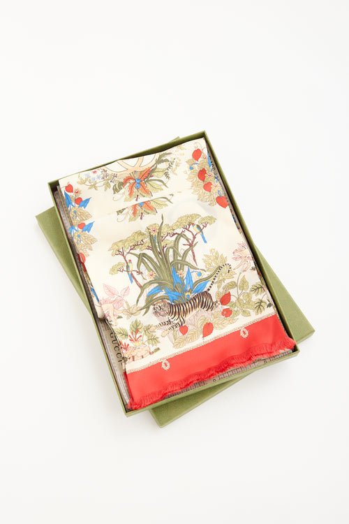 Gucci 100 Floral GG Scarf