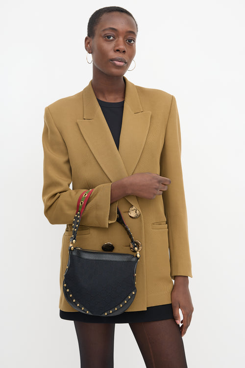 Gucci 2000s GG Jacquard Small Pelham Studded Bag