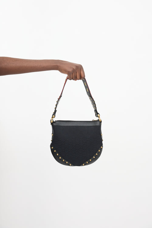 Gucci 2000s GG Jacquard Small Pelham Studded Bag