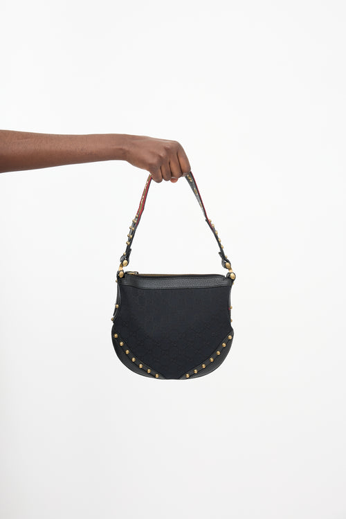 Gucci 2000s GG Jacquard Small Pelham Studded Bag