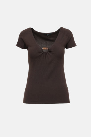 Gucci 2006 Bamboo V-Neck T-Shirt