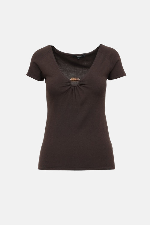 Gucci 2006 Bamboo V-Neck T-Shirt