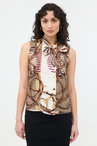 Gucci 2008 Silk Printed Top