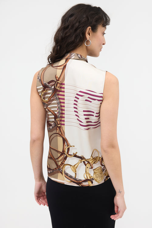 Gucci 2008 Silk Printed Top