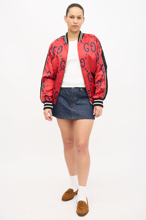 Gucci 2016 Satin Ghost GG Bomber Jacket