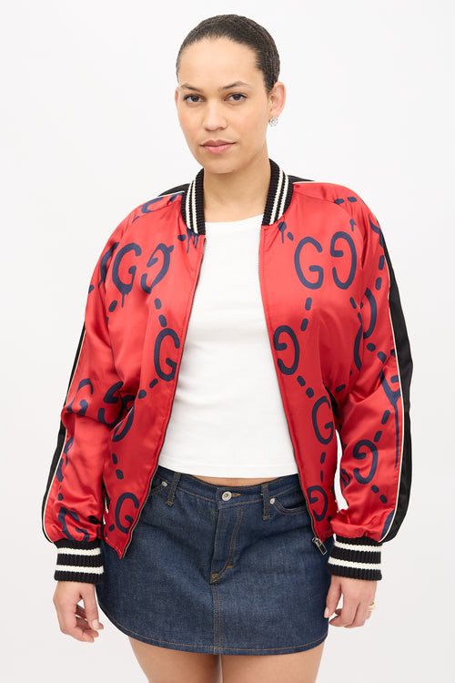 Gucci 2016 Satin Ghost GG Bomber Jacket