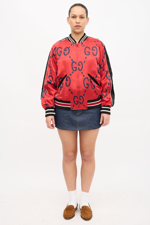 Gucci 2016 Satin Ghost GG Bomber Jacket