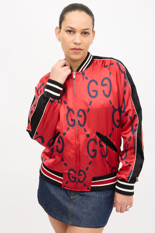 Gucci 2016 Satin Ghost GG Bomber Jacket