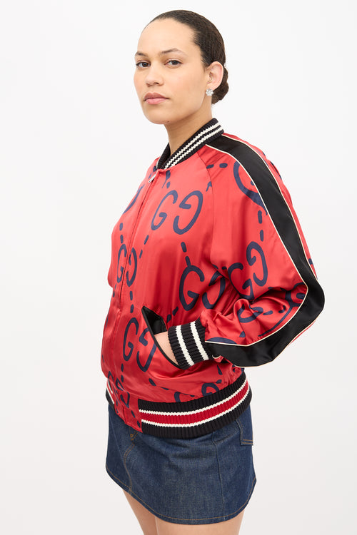 Gucci 2016 Satin Ghost GG Bomber Jacket