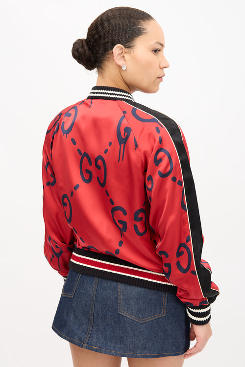 Gucci 2016 Satin Ghost GG Bomber Jacket