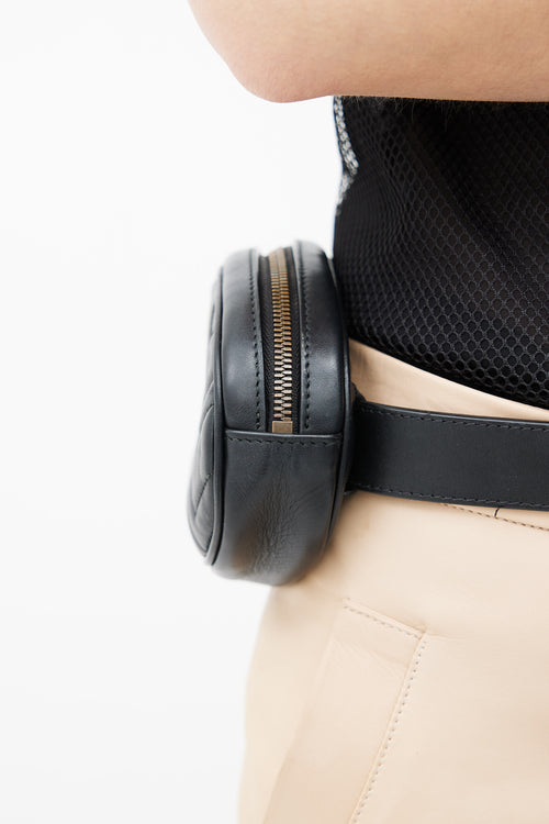 Gucci 2018 Black Matelassé Leather Marmont Belt Bag
