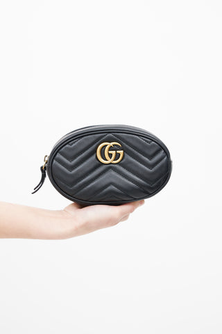 Gucci 2018 Black Matelassé Leather Marmont Belt Bag