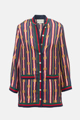 Gucci 2018 Silk GG Chain Stripe Shirt