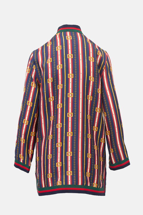 Gucci 2018 Silk GG Chain Stripe Shirt