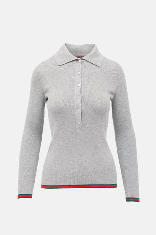 Gucci 2024 Metallic Ribbed Web Top