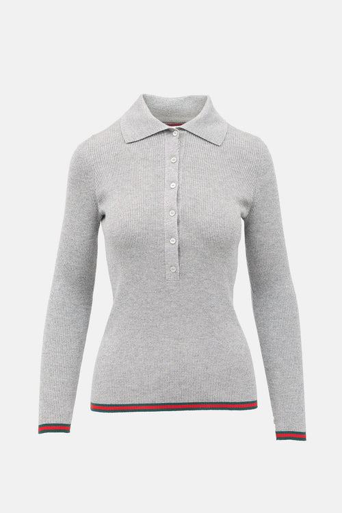 Gucci 2024 Metallic Ribbed Web Top