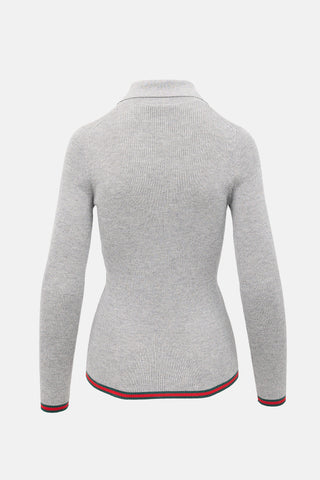 Gucci 2024 Metallic Ribbed Web Top