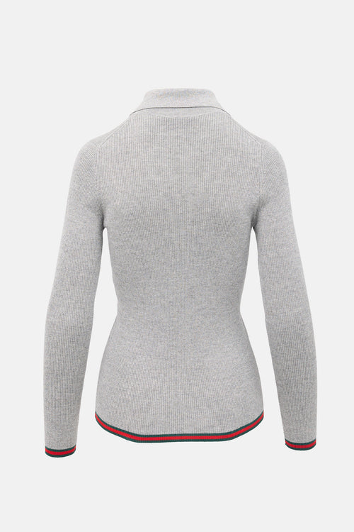 Gucci 2024 Metallic Ribbed Web Top