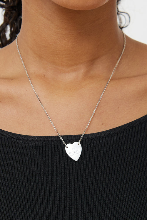 Gucci Sterling Silver Heart Pendant Necklace