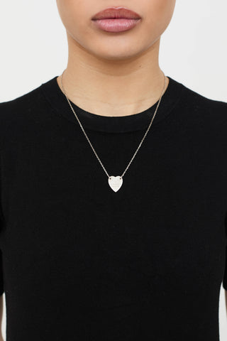 Gucci Sterling Silver Heart Logo Necklace