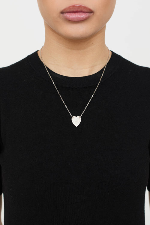 Gucci Sterling Silver Heart Logo Necklace