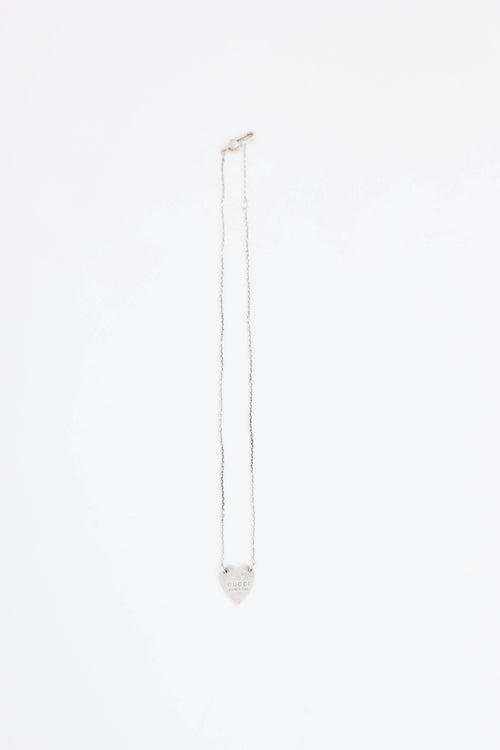 Gucci Sterling Silver Heart Logo Necklace
