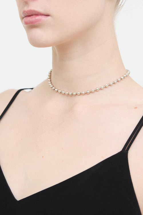 Gucci Sterling Silver Toggle Ball Necklace