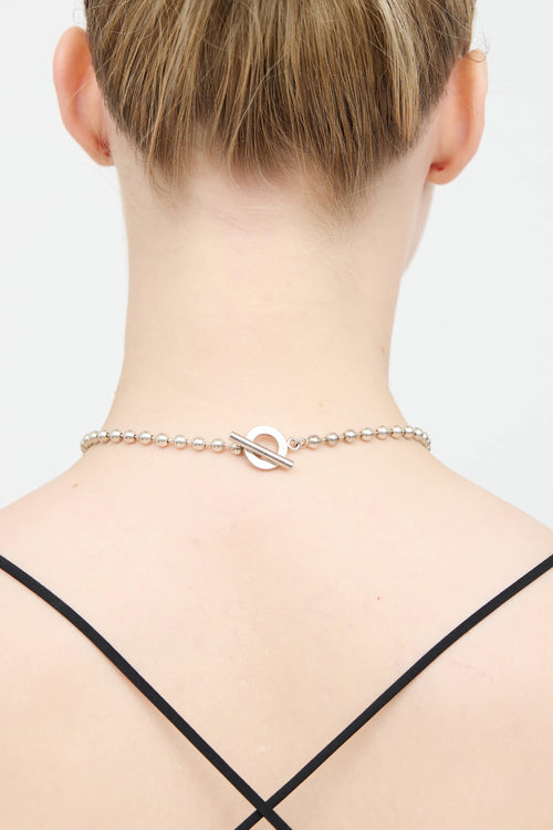 Gucci Sterling Silver Toggle Ball Necklace