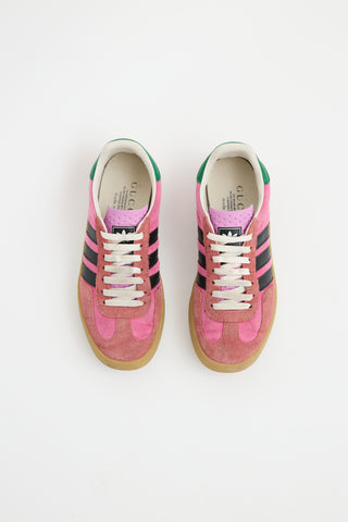 Gucci X Adidas Pink & Multicolour Velvet & Suede Gazelle Sneaker