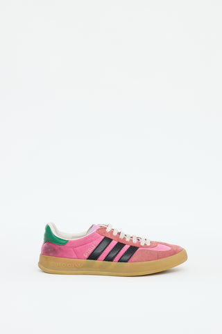 Gucci X Adidas Pink & Multicolour Velvet & Suede Gazelle Sneaker