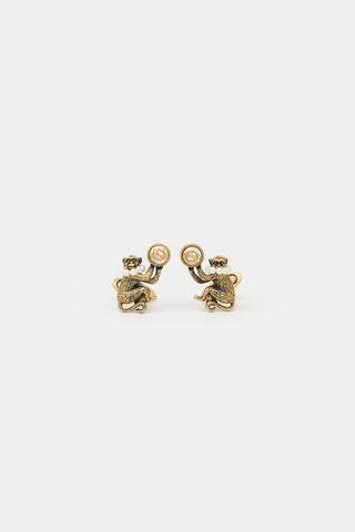 Gucci Antiqued Gold & Pearl Cufflinks