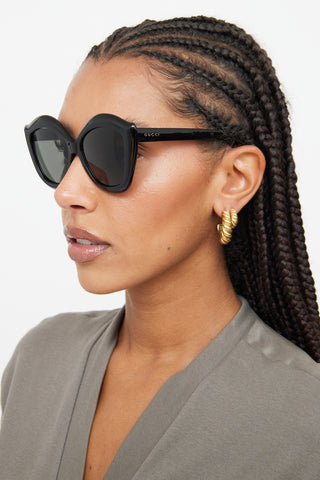 Gucci Black Oversized GG0117S Sunglasses