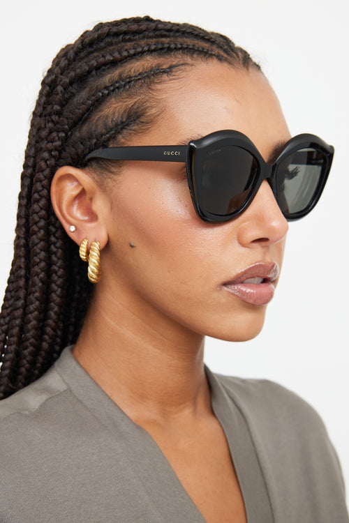Gucci Black Oversized GG0117S Sunglasses