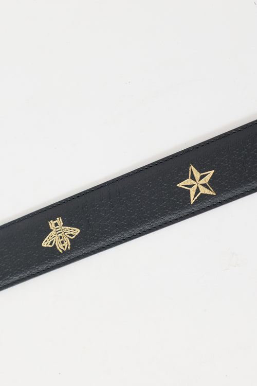 Gucci Leather Star & Bee Belt