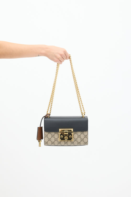 Gucci Beige & Black Monogram Padlock Mini Bag